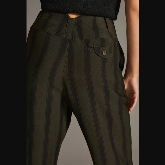 Anthropologie Tiny Pleated Striped Pants - New Size 10 - Picture 6 of 9